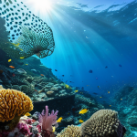 **

A vibrant, underwater scene showcasing a Mediterranean coral reef teeming with life.  Schools of colorful fish swim amongst healthy coral. In the distance, a ghost net (abandoned fishing net) is entangled on the reef, but clearly, the area is thriving. The sun filters down through the clear water, illuminating the scene.  Capture the beauty and resilience of the Mediterranean marine ecosystem. Style:  Realistic, vibrant, high-resolution.

**
