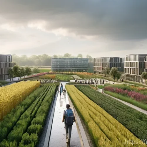 Home 17 지속 가능한 개발 - **Prompt:** A visually rich scene depicting a European urban landscape actively adapting to climate ...