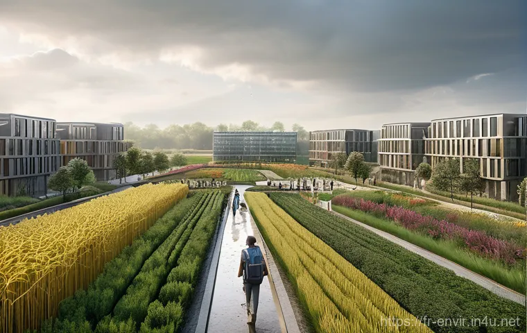 지속 가능한 개발 - **Prompt:** A visually rich scene depicting a European urban landscape actively adapting to climate ...