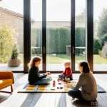 재생 가능 에너지 기술 - **Prompt:** A cozy, modern French family home in Bordeaux during late afternoon. The roof is seamles...