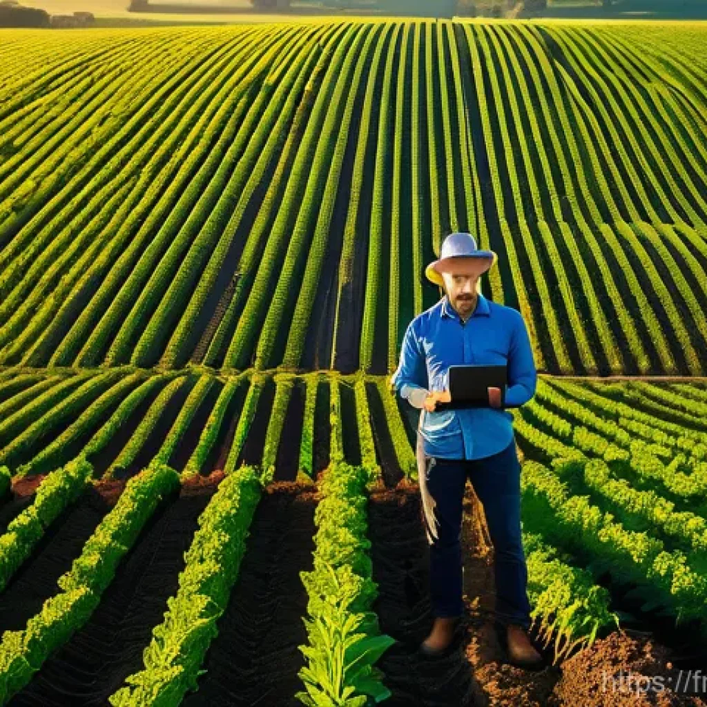 환경학을 위한 혁신적 연구 - **Prompt 1: Precision Agriculture of the Future**
"A vibrant, high-angle outdoor shot of a vast,...